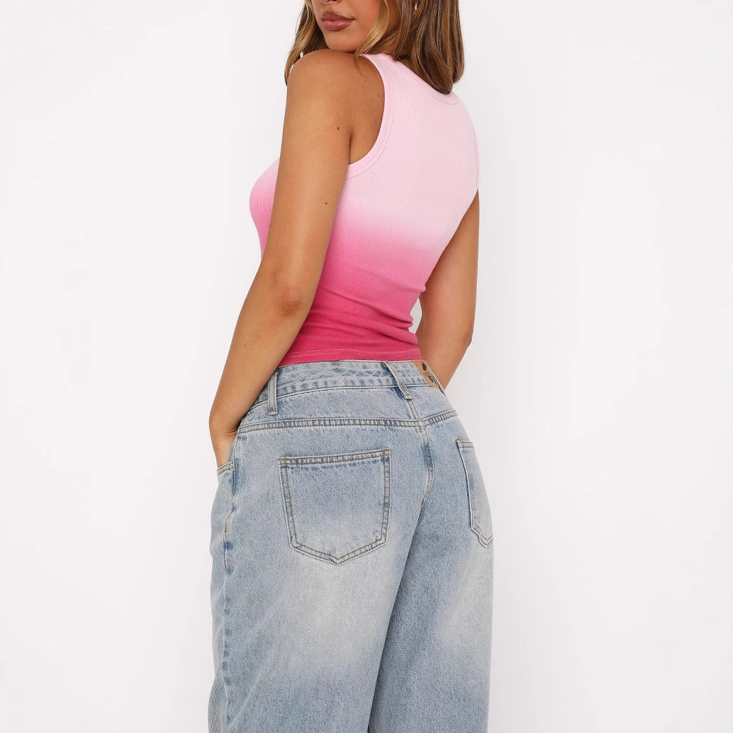 Damen Fitness-Tanktop mit modernem Farbverlauf und figurbetontem Schnitt R&B