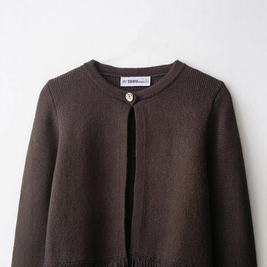 Damen trendige Fransenstrickjacke R&B