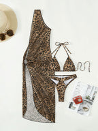 Damen Triangel-Bikini mit transparenter Strandrobe R&B