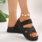 Damen Komfortable Crossover-Sandalen mit geflochtenem Obermaterial und rutschfester Sohle R&B