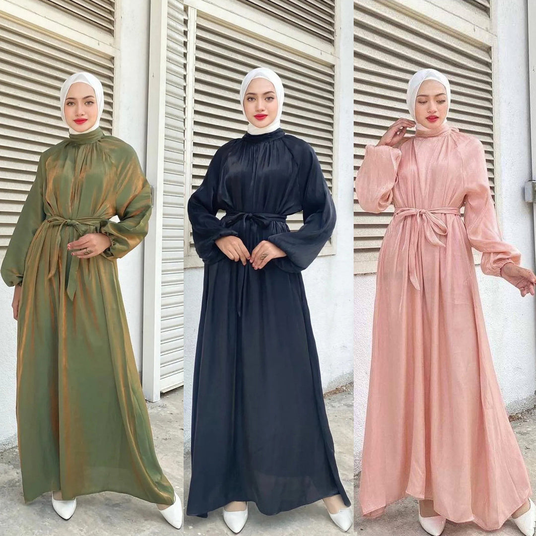 Damen Elegantes Langarmkleid mit Taillengürtel R&B