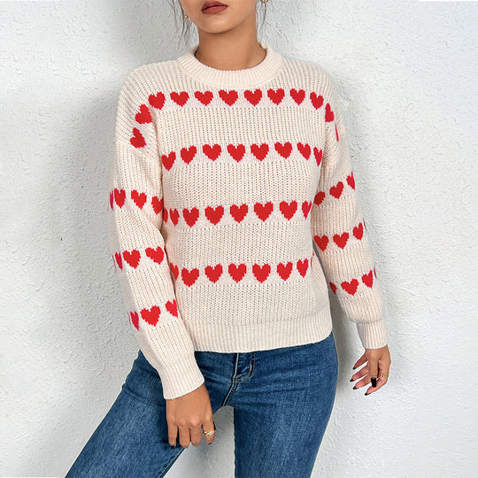 Damen Pullover mit Herzmotiv in lässiger Passform R&B