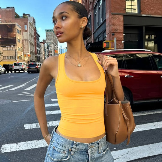 Damen Sportliches Tanktop mit breiten Trägern R&B