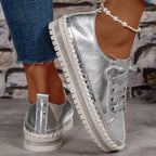 Damen Sneaker mit glitzerndem Material und robuster Sohle R&B