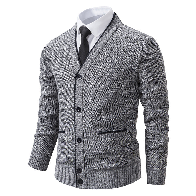 Herren Strickjacke mit V-Ausschnitt und eleganten Details R&B