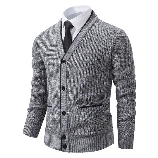 Herren Strickjacke mit V-Ausschnitt und eleganten Details R&B