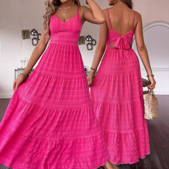 Damen Maxikleid mit schwingendem Rock und zarten Spaghettiträgern R&B