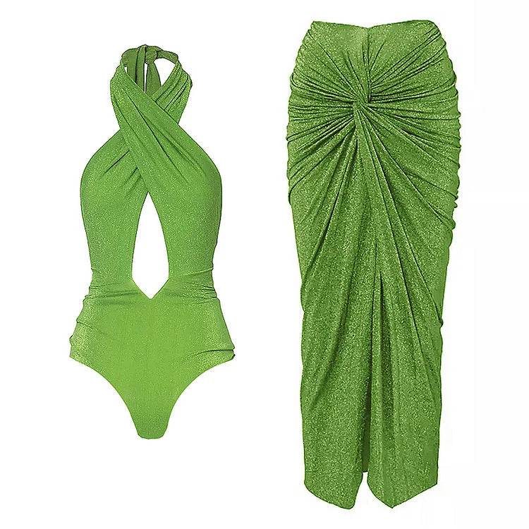Damen Glamouröser Einteiler Badeanzug mit raffiniertem Schnitt R&B