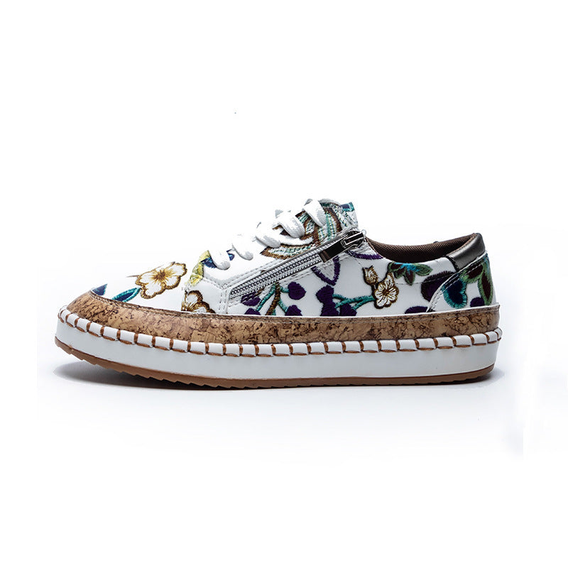 Damen Sneaker mit floralem Design und Korksohle R&B