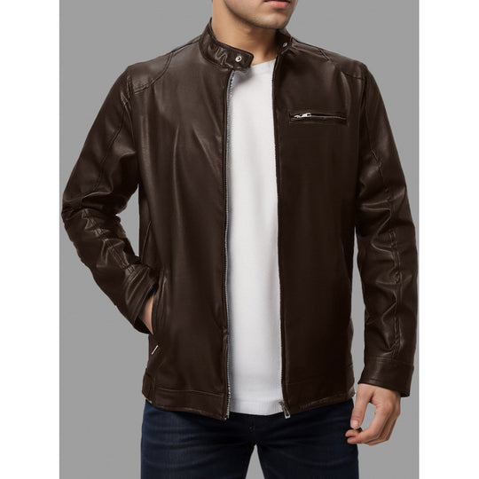 Herren Elegante Kunstlederjacke