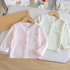 Mädchen Nan Ripp-Strick Bio-Gefühl Baby-Strickjacke mit Knopfverschluss und gesticktem Bogen R&B
