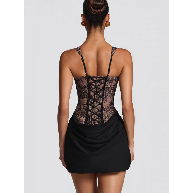 Damen Abendkleid mit Corsagen-Oberteil und Rüschenrock R&B