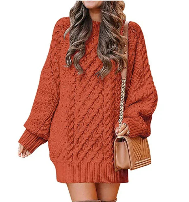 R&B | Gestricktes Damen Mini Pullover Kleid mit Langen Ärmeln
