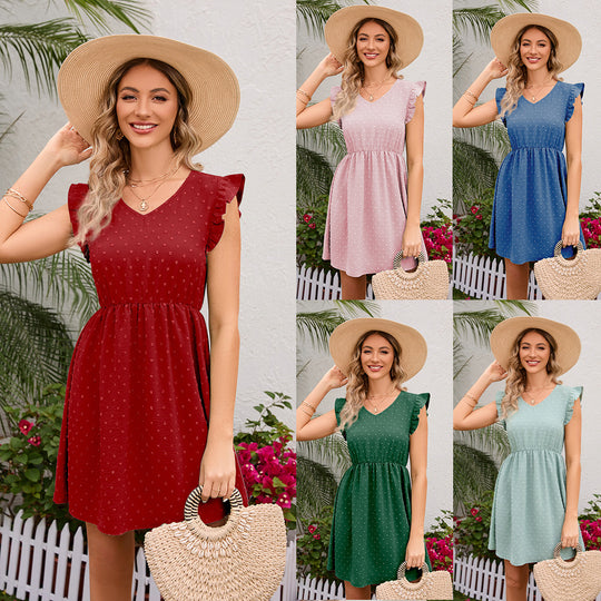Damen Verspieltes Freizeitkleid mit Rüschendetails und tailliertem Schnitt R&B