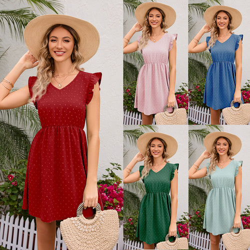 Damen Verspieltes Freizeitkleid mit Rüschendetails und tailliertem Schnitt R&B