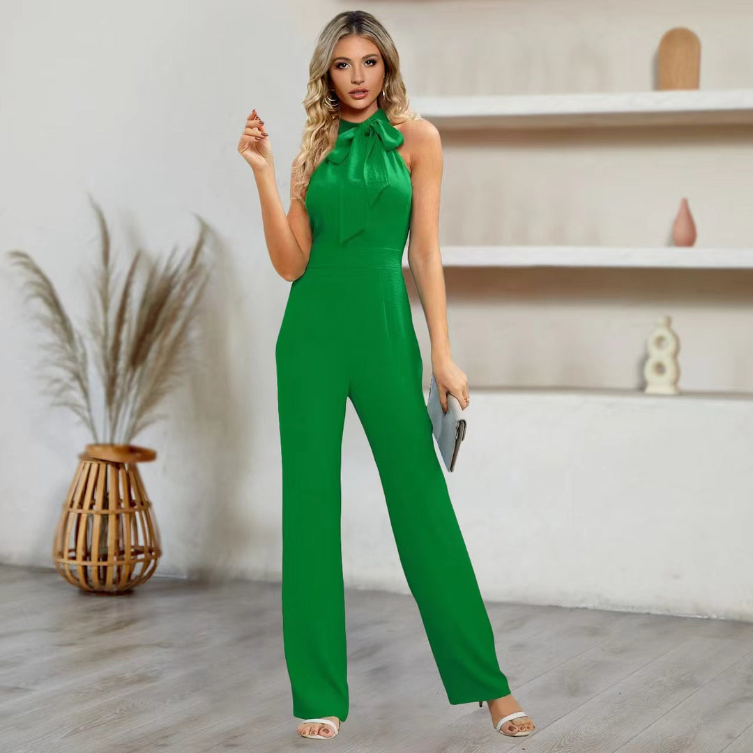 Damen elegante Jumpsuit mit neckholder Design und Bindeband R&B