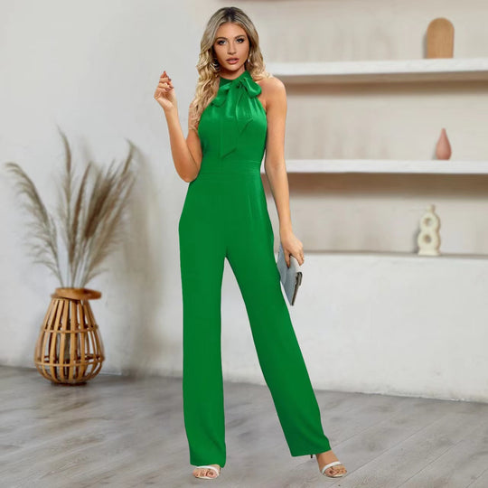 Damen elegante Jumpsuit mit neckholder Design und Bindeband R&B