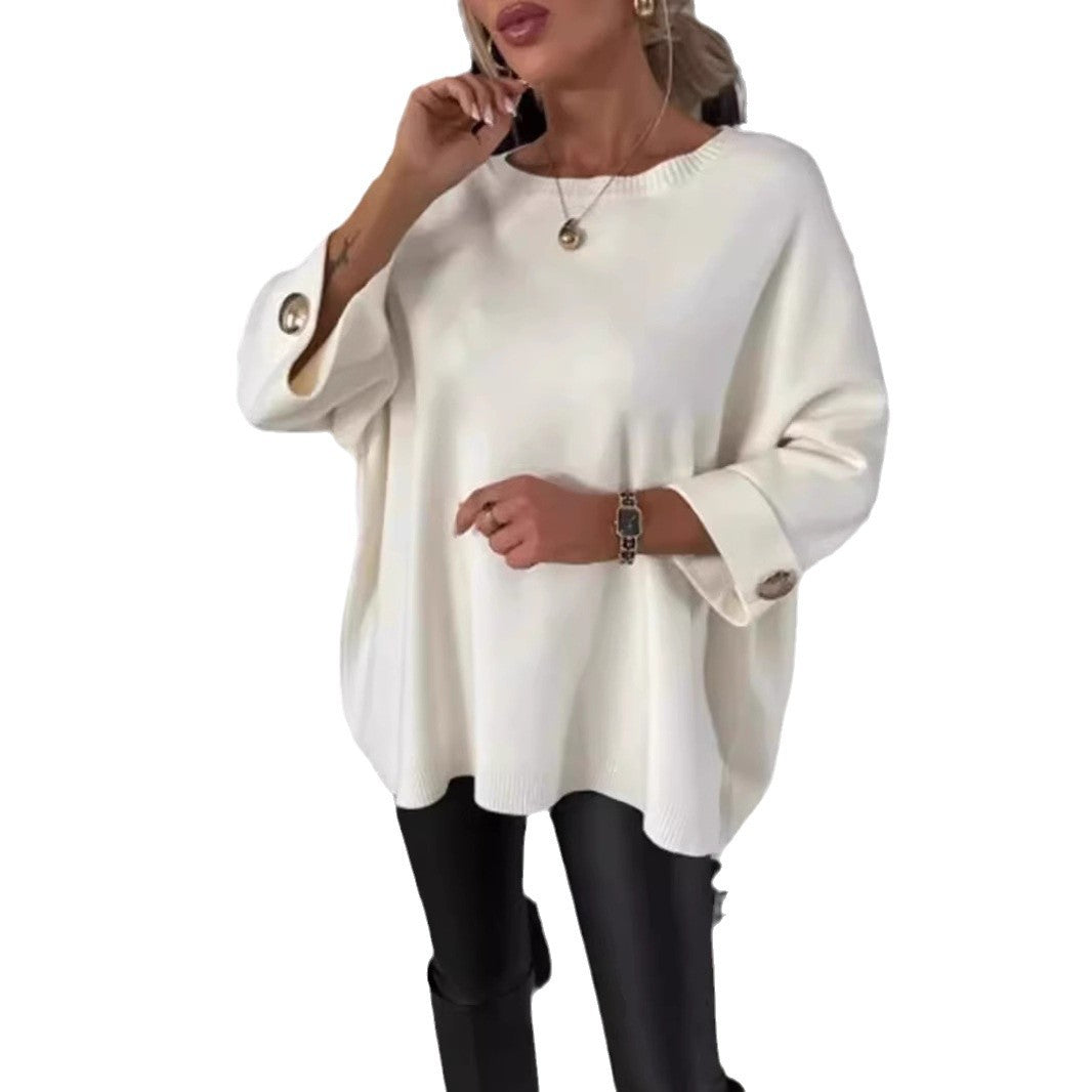 Damen Modischer Strickpullover mit eleganten Knopfdetails R&B