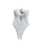 Damen Einteiler-Badeanzug mit elegantem Wickel-Detail und modischen Cut-Outs R&B