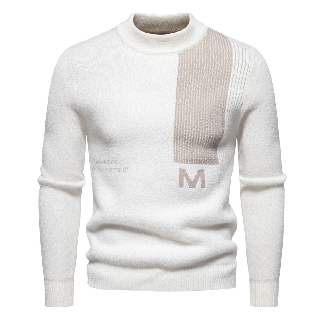 Herren Hochwertiger Strickpullover mit modernem Stehkragen und strukturiertem Design R&B