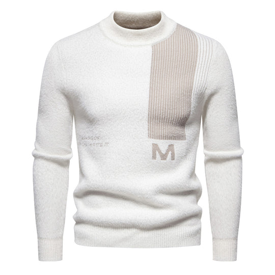 Herren Hochwertiger Strickpullover mit modernem Stehkragen und strukturiertem Design R&B