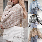 Damen Grobstrickpullover mit modernem Hahnentrittmuster und lässigem Schnitt R&B