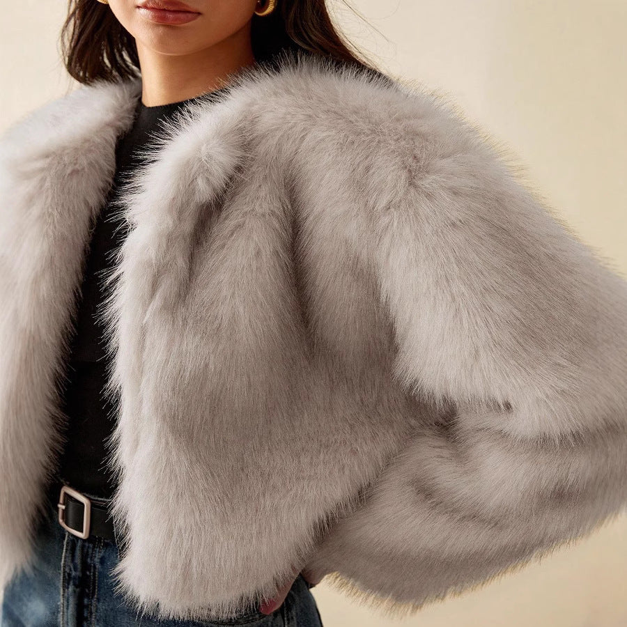 Damen kurzärmlige Pelzjacke R&B