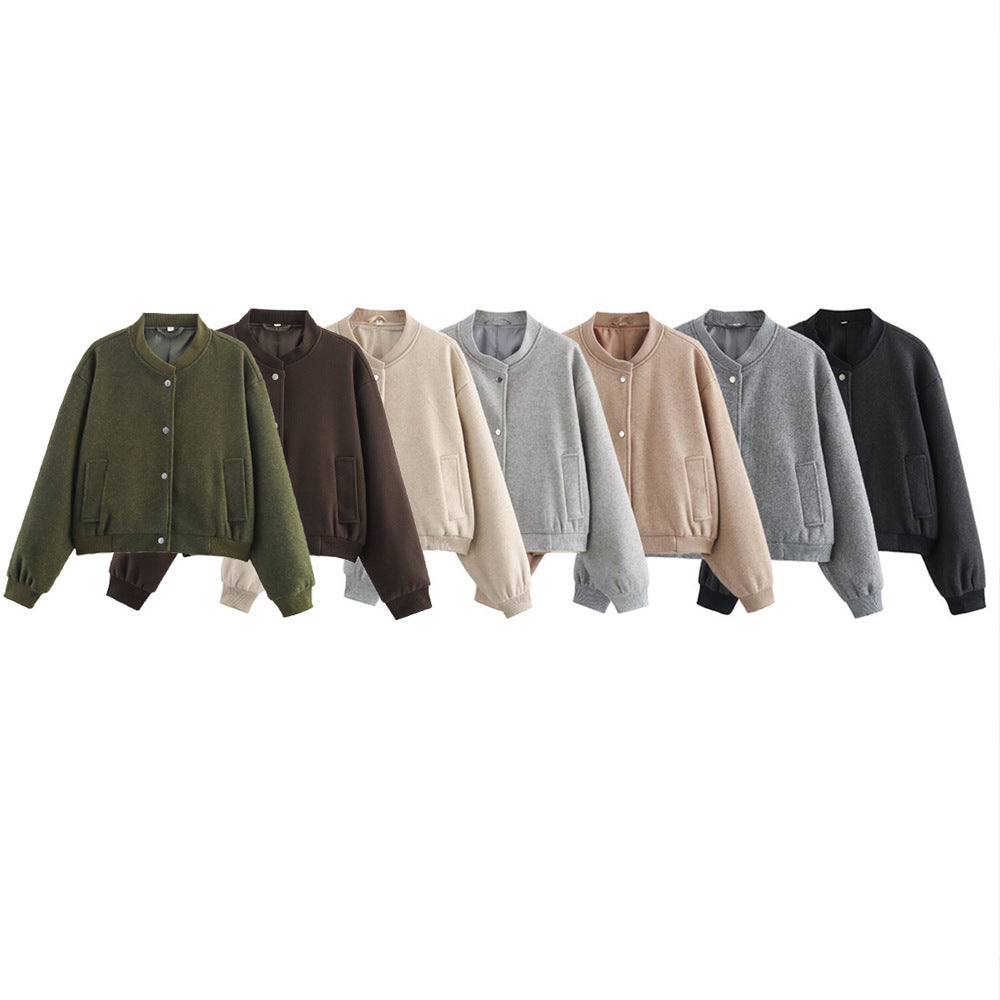 Damen lässige Oversize-Jacke mit Knopfverschluss R&B