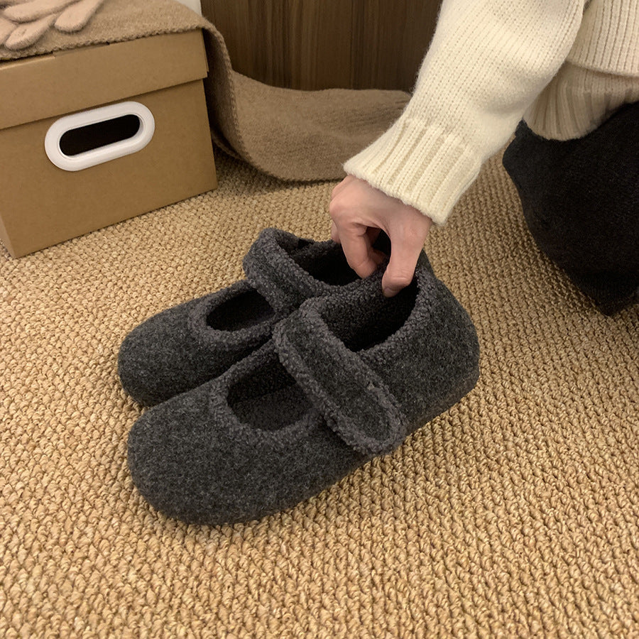Damen Hausschuhe mit verstellbarem Riemen und kuscheligem Innenfutter R&B