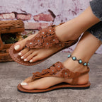 Damen Zehentrenner-Sandalen mit eleganten Blumenapplikationen und komfortablem Fußbett R&B