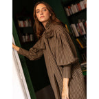 Damen Maxikleid mit eleganten Puffärmeln und schickem Schlips R&B