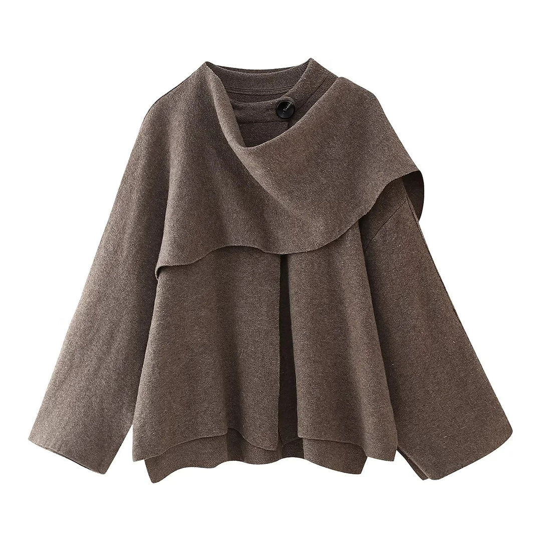 Damen modische Oversized-Jacke mit asymmetrischem Schnitt und schickem Stehkragen R&B