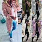 Damen Strickjacke mit tiefen Taschen und kunstvollem Zopfdesign