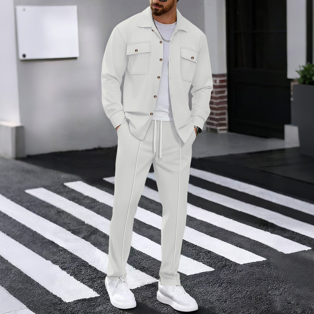 Herren modisches Freizeit-Set mit strukturierter Jacke und bequemen Hosen R&B