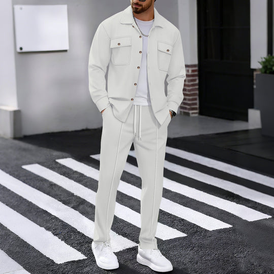 Herren modisches Freizeit-Set mit strukturierter Jacke und bequemen Hosen R&B