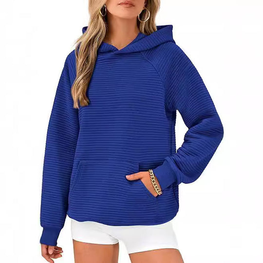 Damen Hoodie mit strukturierter Oberfläche und praktischer Kängurutasche R&B