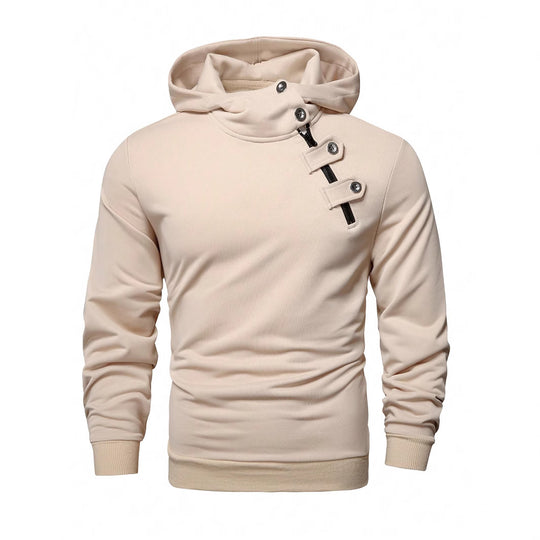 Herren Hoodie mit innovativem Kragen und praktischer Taschenlösung R&B