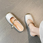 Damen Elegante Slides mit schickem Perlenschmuck R&B