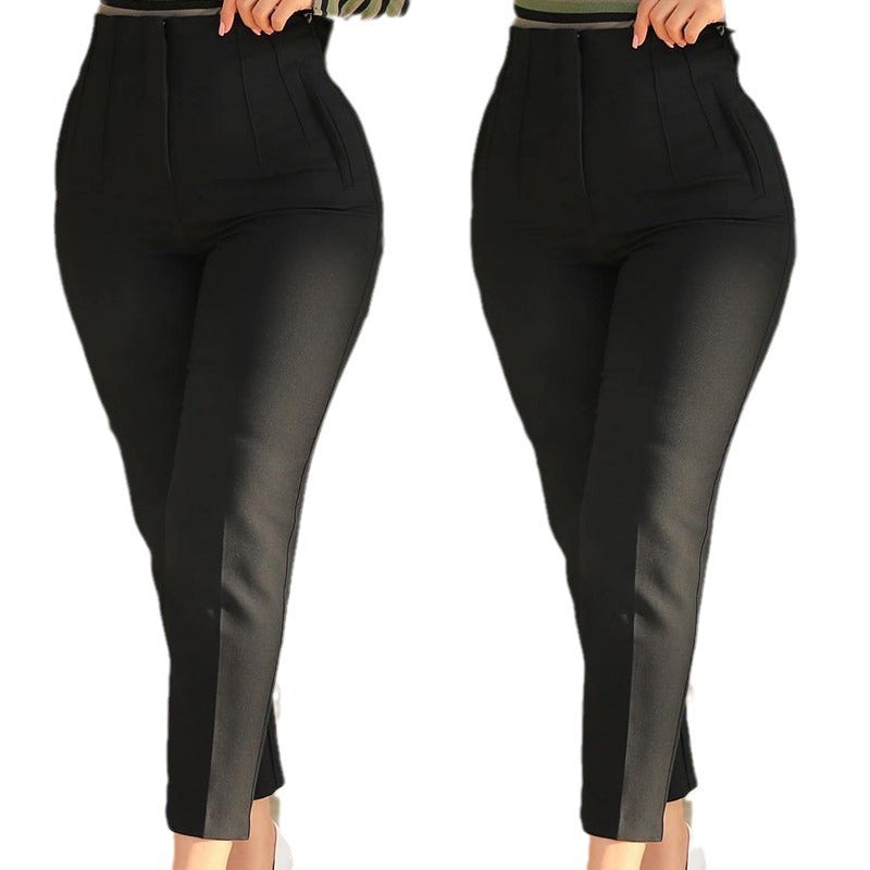 Damen Hochbundhose mit geschmackvollen Falten und schmalem Bein R&B
