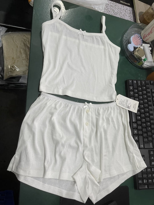Damen Schlaf-Set mit elegantem Spitzendetail und floralem Muster R&B