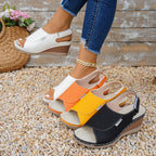 Damen Wedge-Sandalen mit offenem Zehenbereich und verstellbarem Riemen R&B