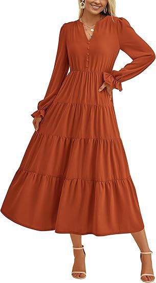 Damen Maxikleid mit modischen Volants und dezentem Cut-out R&B