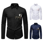Herren Langarmhemden mit einzigartigem Stickdesign R&B