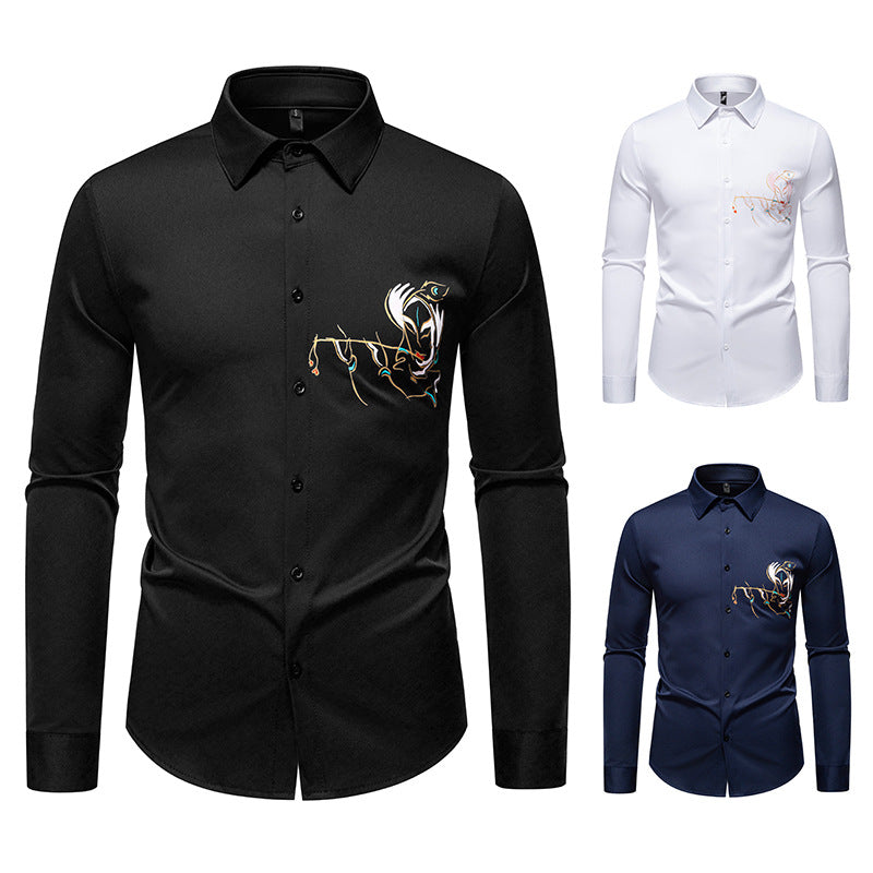 Herren Langarmhemden mit einzigartigem Stickdesign R&B