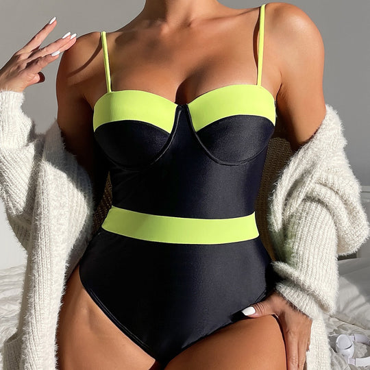 Damen Bustier-Badeanzug mit Kontrastdesign R&B