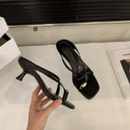 Damen elegante Slingback Sandalen mit verziertem Blockabsatz R&B