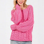 Damen Grobstrickpullover mit voluminösen Ärmeln und feinem Lochmuster R&B