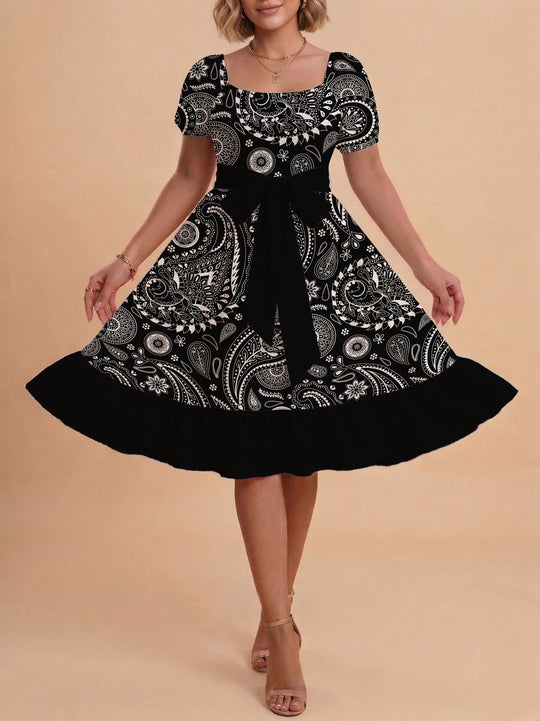 Damen Verspieltes Maxikleid mit Bärenmuster und taillierbarem Band R&B