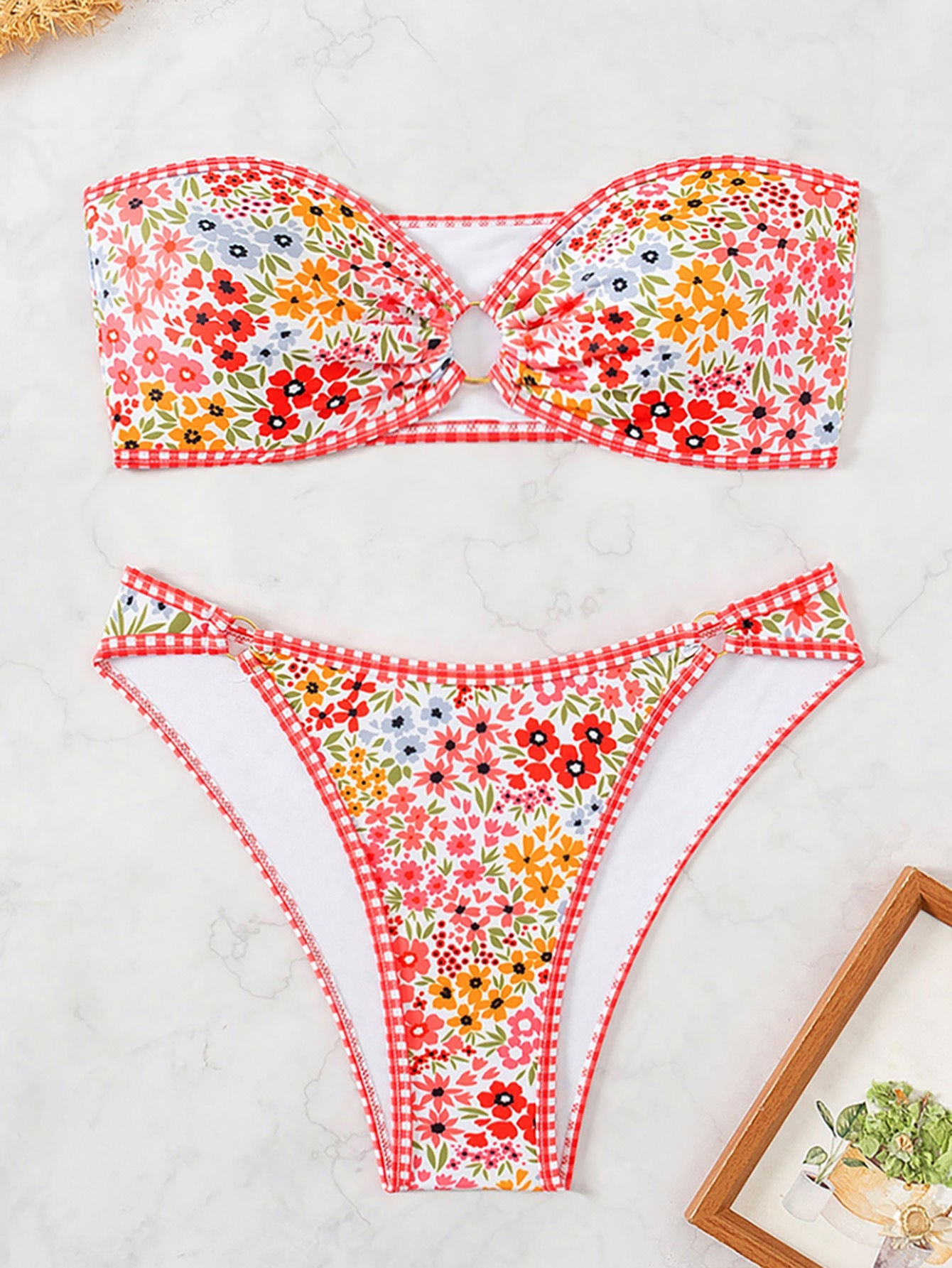 Damen Bandeau Badeanzug Set R&B