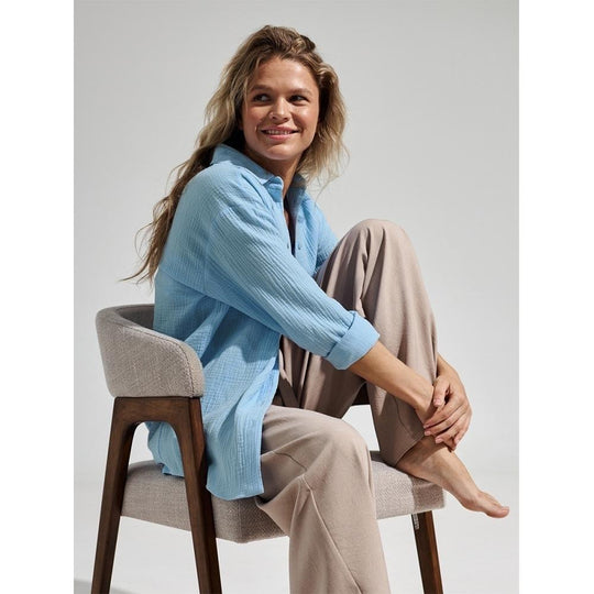 Damen Lässige Bluse im leichten Karo-Design mit langem Arm R&B